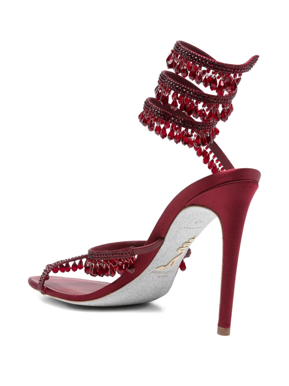 110mm embellished satin heeled sandals - 3