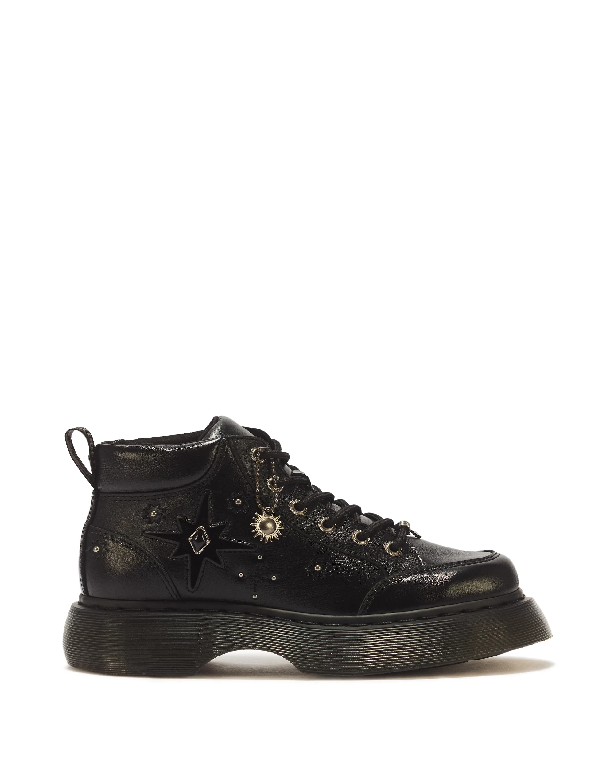 Buzz Whimsy Goth 6 Eye Leather & Velvet Lace Up Boots - 1