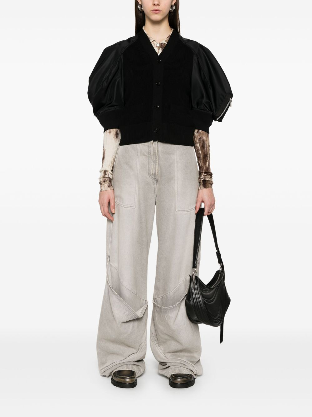 Sacai Women Cotton And Nylon Cardigan - 2