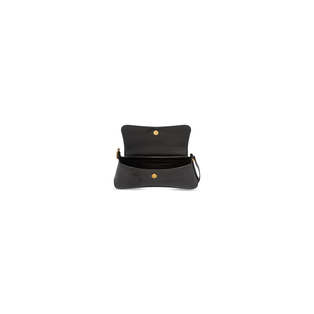 Women's Xx Small Flap Bag Crocodile Embossed in Black - 5