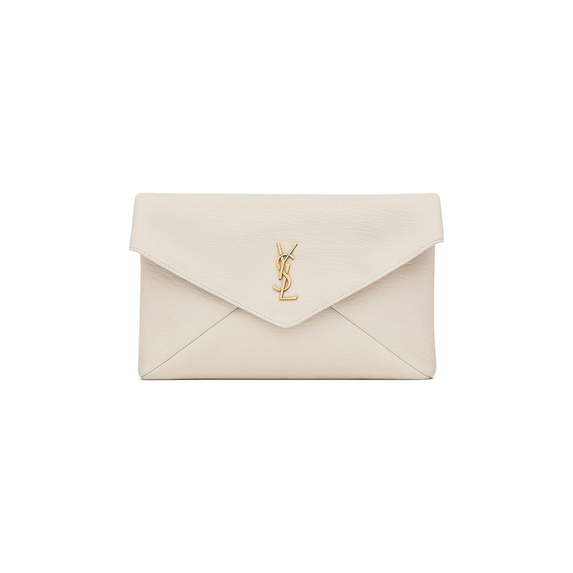 Saint Laurent Cassandre Large Envelope Pouch 'Soft Cream' - 1