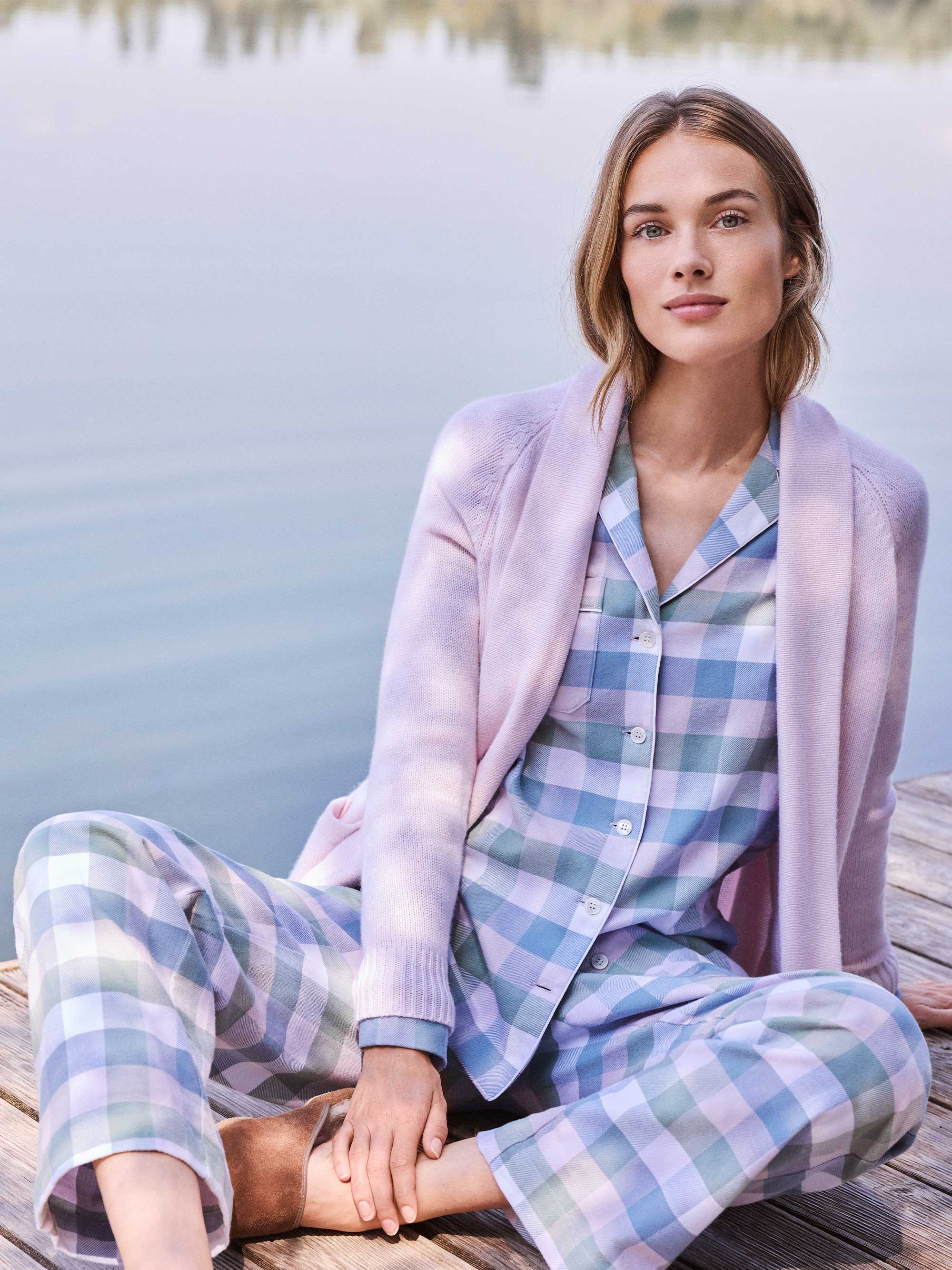 Women's Pajamas Kelburn 45 Brushed Cotton Green - 3