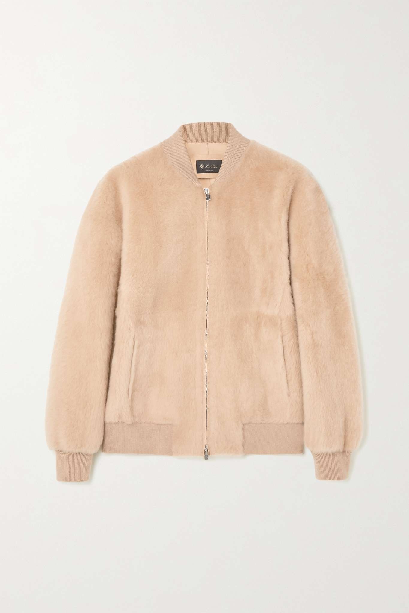 Cashmere-trimmed shearling bomber jacket - 1