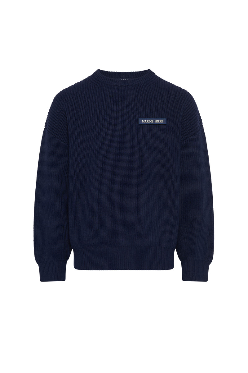 Ms Half Cardigan Knit Crewneck Sweater - 1