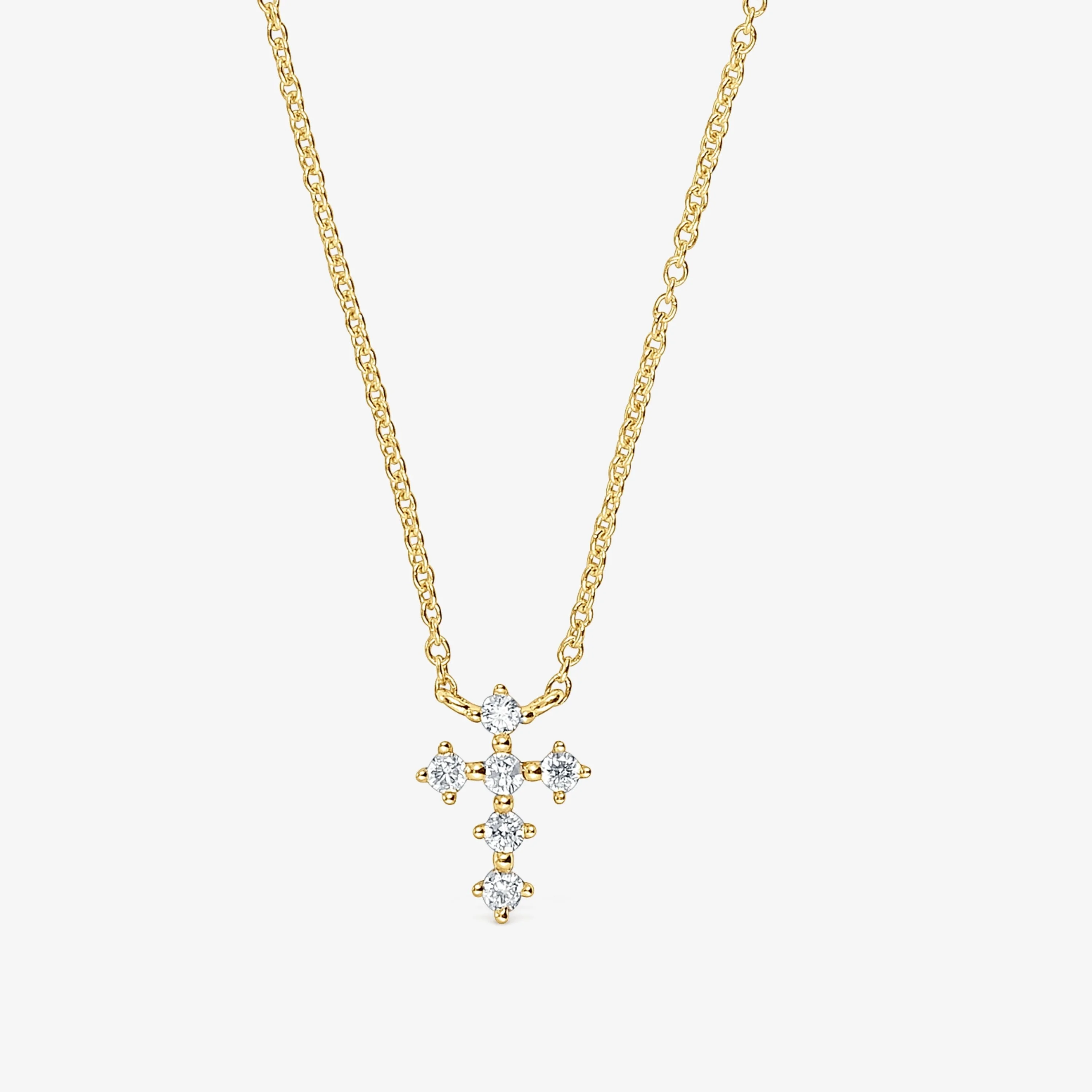 18K solid gold Cross necklace with 0.09ct of diamonds Les Classiques - 1