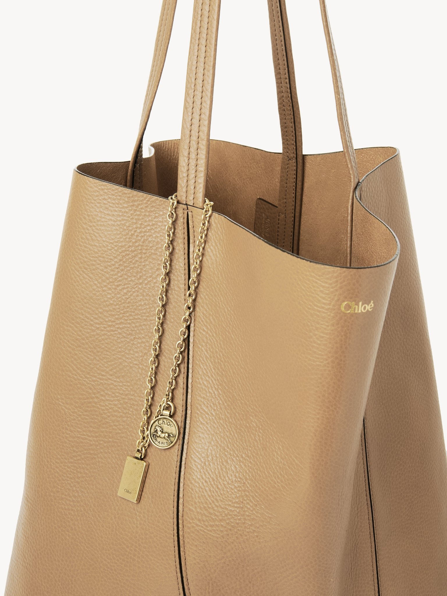 LARGE CHLOÉ SPIN TOTE BAG IN GRAINED LEATHER - 5
