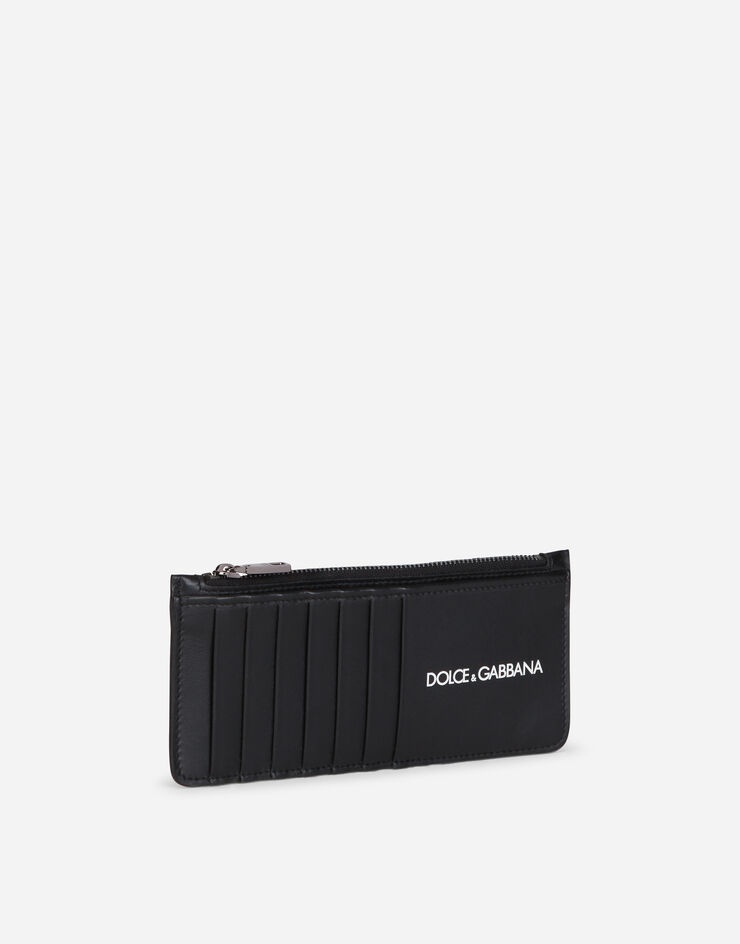 Vertical calfskin card holder with printed logo - 2