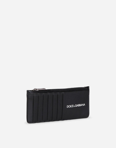 Dolce & Gabbana Vertical calfskin card holder with printed logo outlook