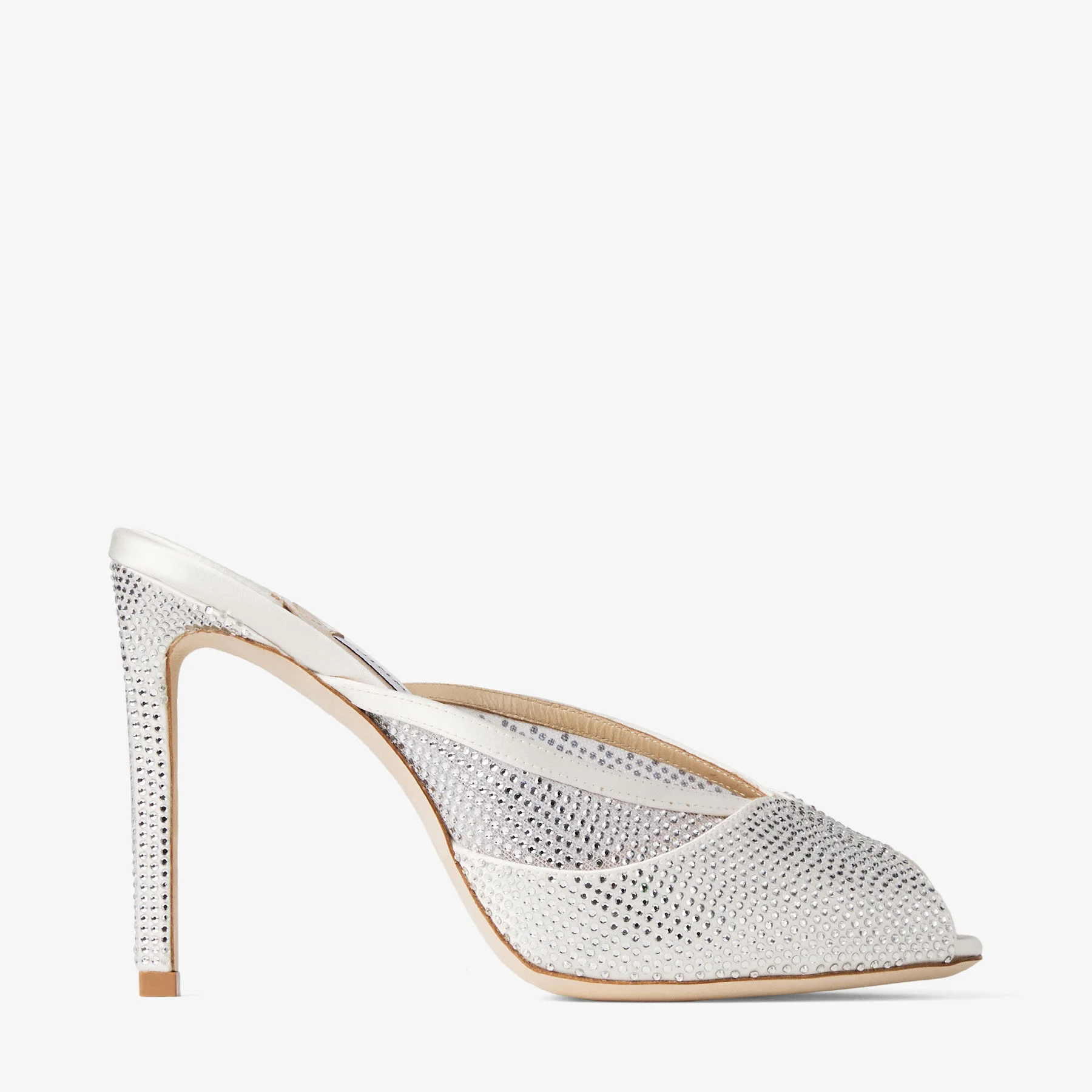 Brigitte Mule 100 Ivory Mesh Mules with Crystal Embellishment - 1