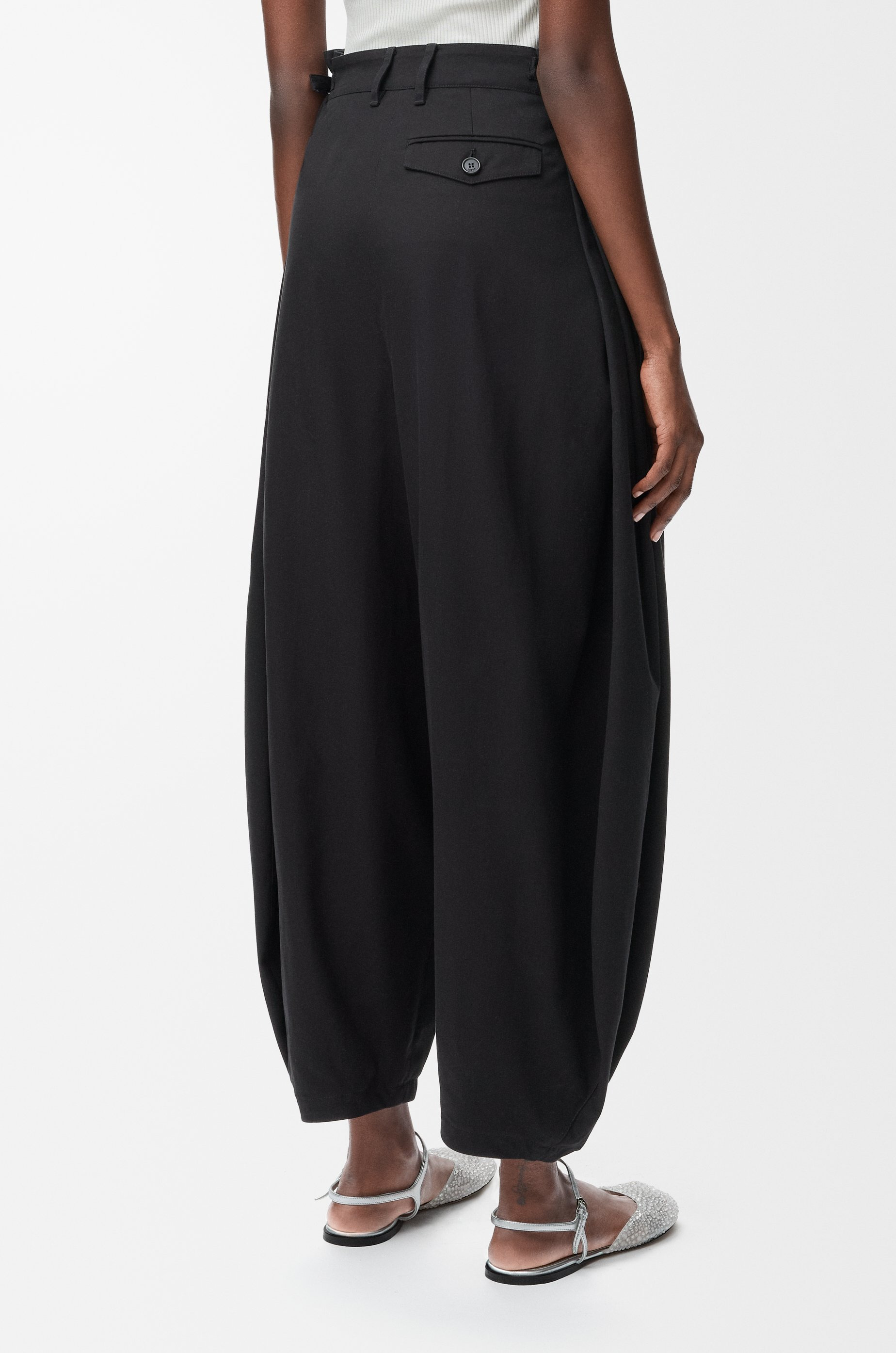 Draped trousers in cotton and silk - 4
