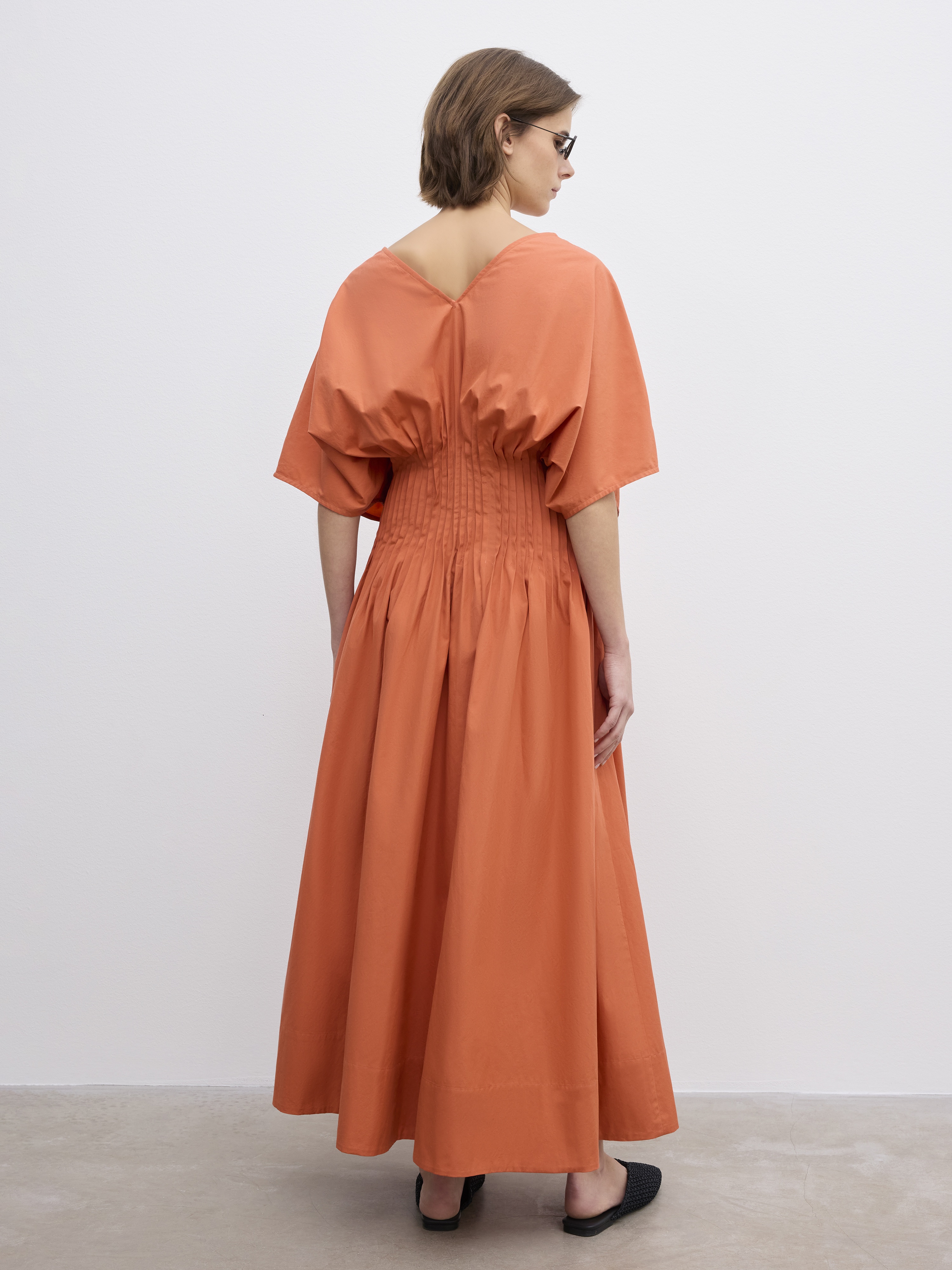 Poplin v-neck dress - 4