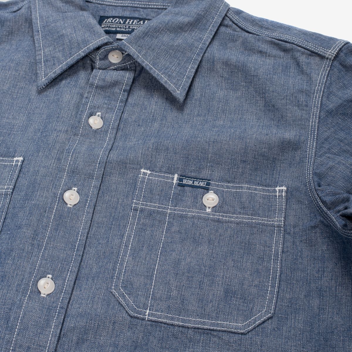 IHSH-21-BLU 10oz Selvedge Chambray Work Shirt Blue - 2