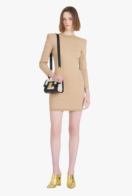 Short bicolor jacquard dress with Balmain monogram - 2