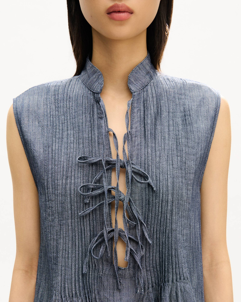 KENZO Short dress in washed mixed linen denim outlook