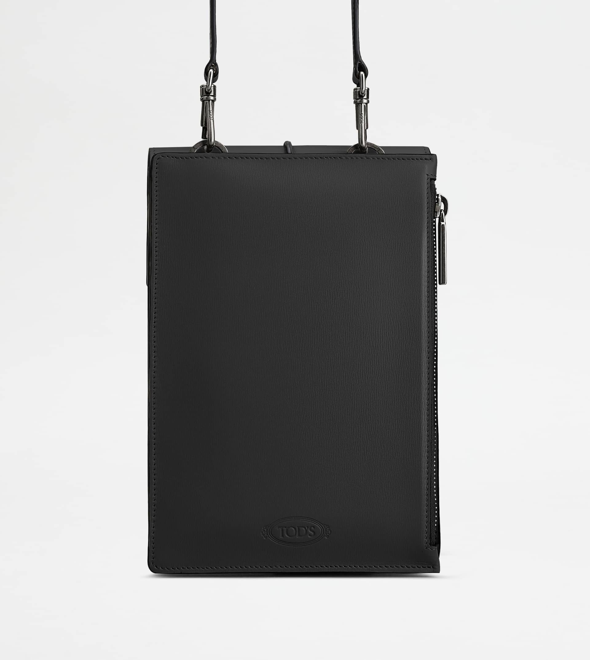 T TIMELESS PHONE BAG IN LEATHER - BLACK - 2