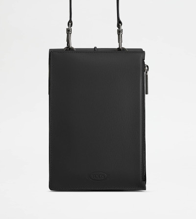 Tod's T TIMELESS PHONE BAG IN LEATHER - BLACK outlook