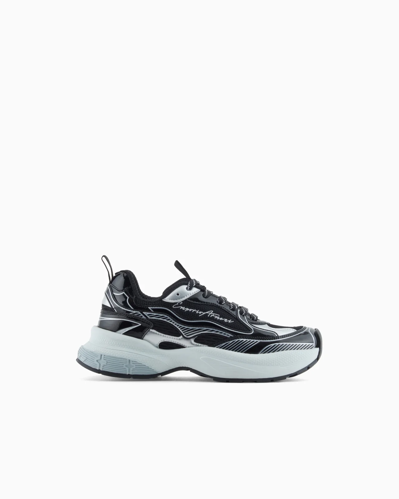 MESH SNEAKERS WITH LAMINATED DETAILS AND SIGNATURE LOGO - 1