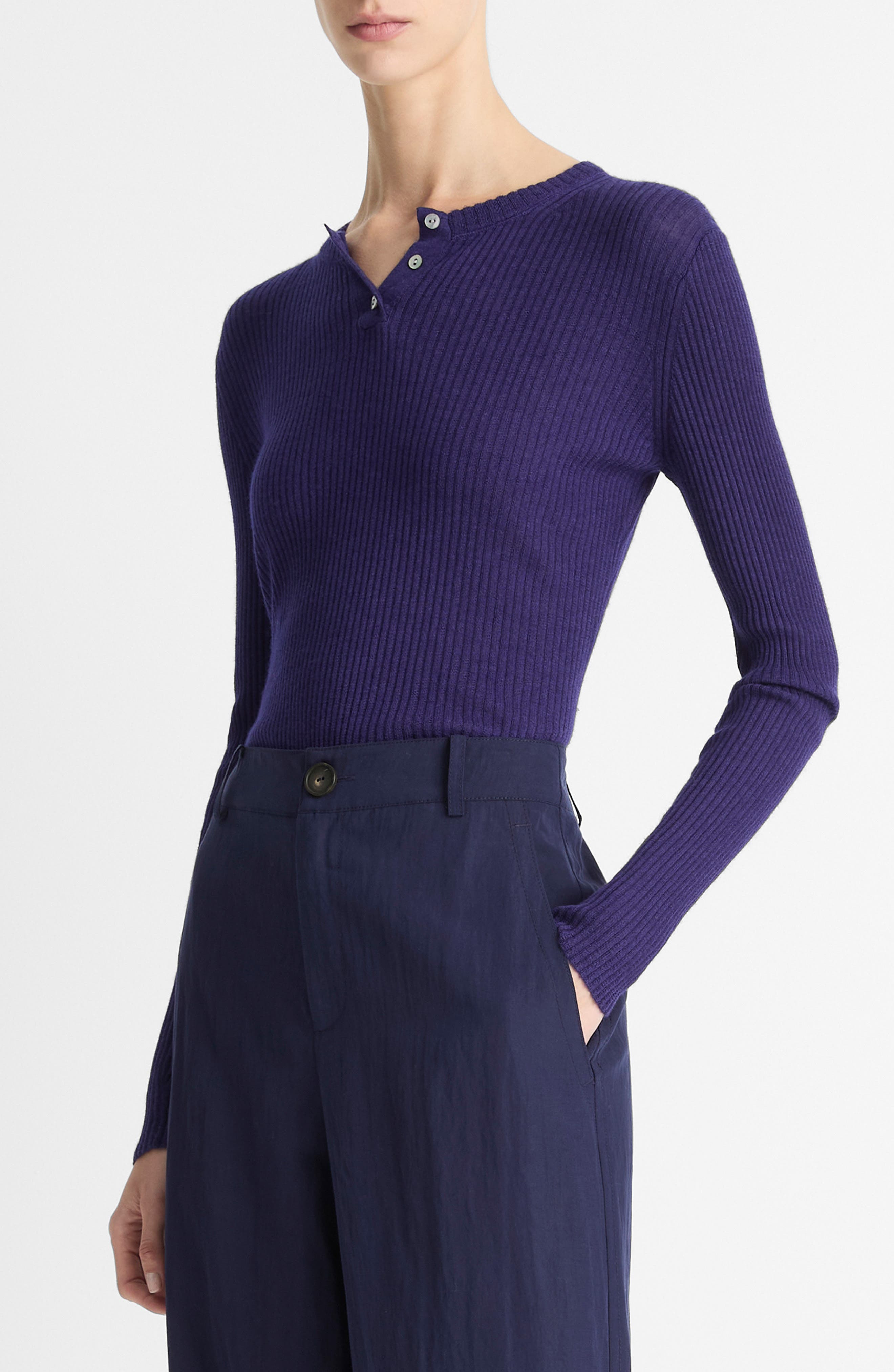Vince Silk & Cashmere Bouclé Cardigan in Twilight at Nordstrom - 2