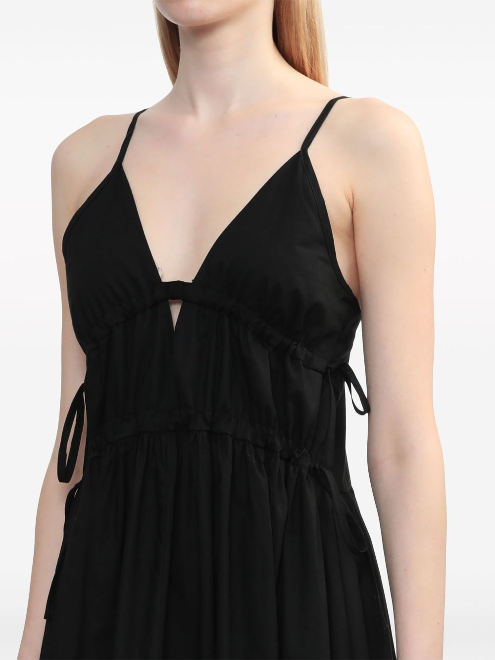 Miranda tie-detail cotton midi dress - 5