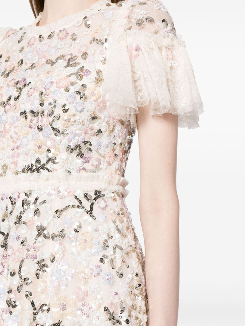 floral-embroidered short-sleeve gown 5