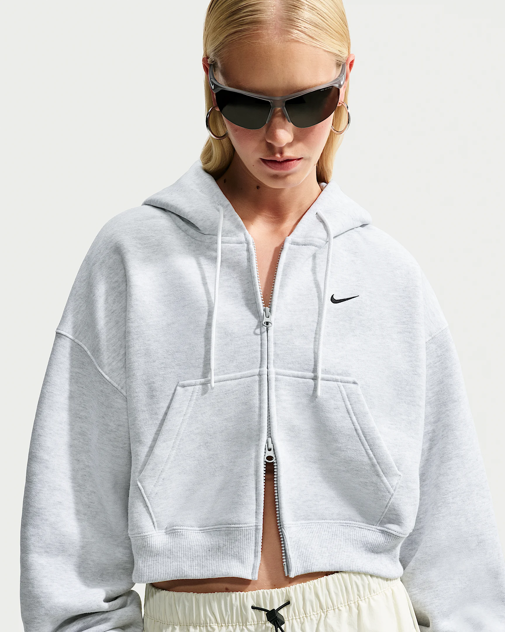 Nike Studio Fleece Medium Weight Women's Oversized Full-Zip Cropped Hoodie - 1