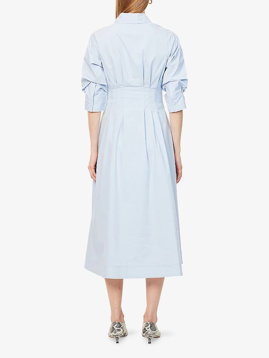 Jazz pleated cotton-blend poplin midi shirt dress - 7