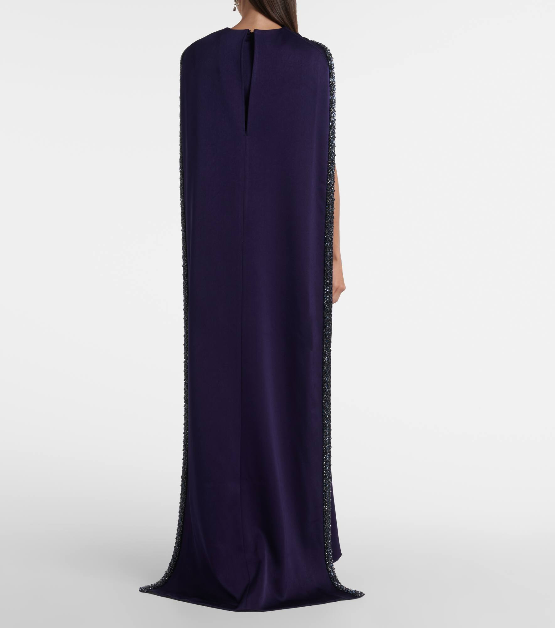 Embellished caped satin crêpe gown - 3
