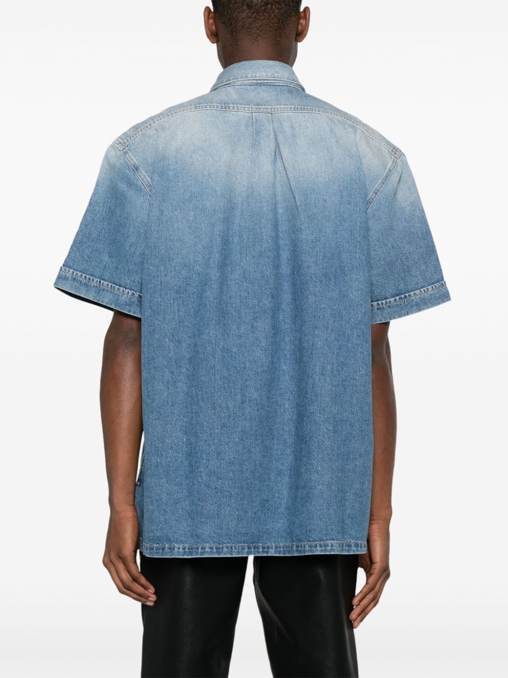 classic-collar denim shirt - 4