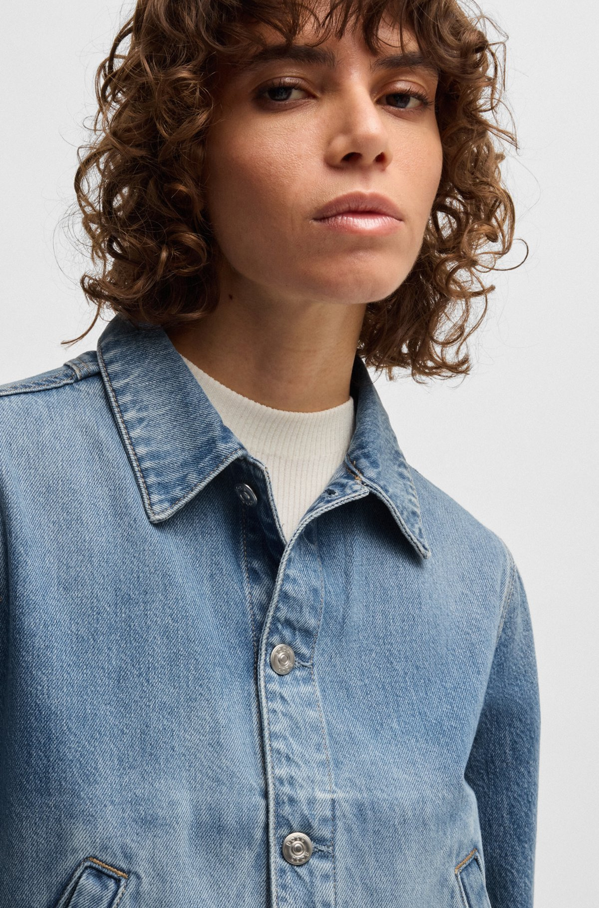 STRAIGHT-FIT JACKET IN BLUE RIGID DENIM - 5