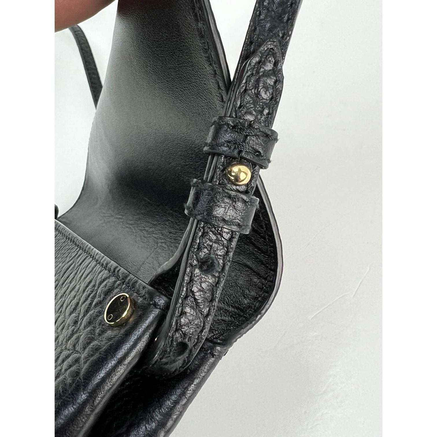 Burberry Signature Grain Leather Check Embossed Langley Black Crossbody - 8