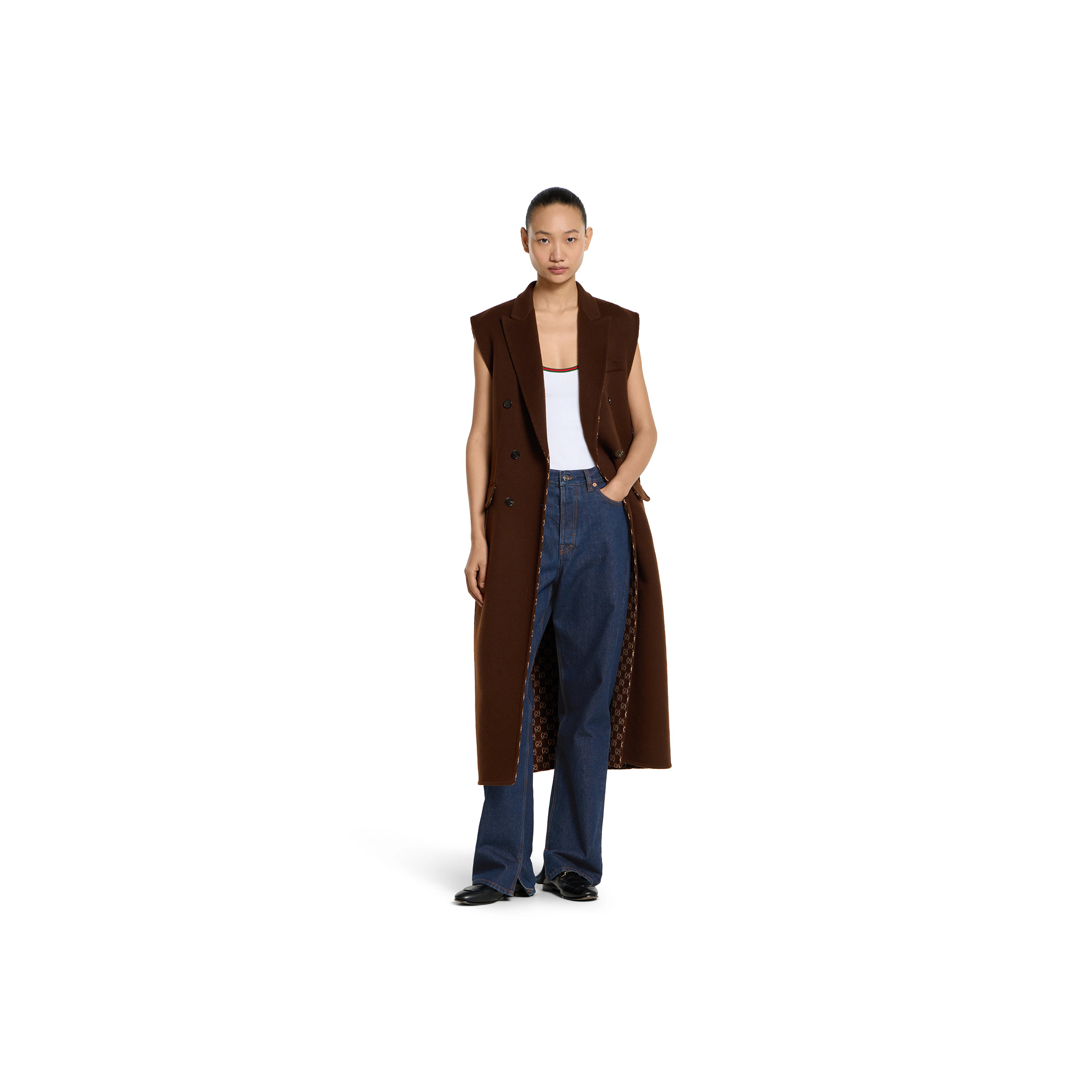 Reversible long silk wool gilet - 2