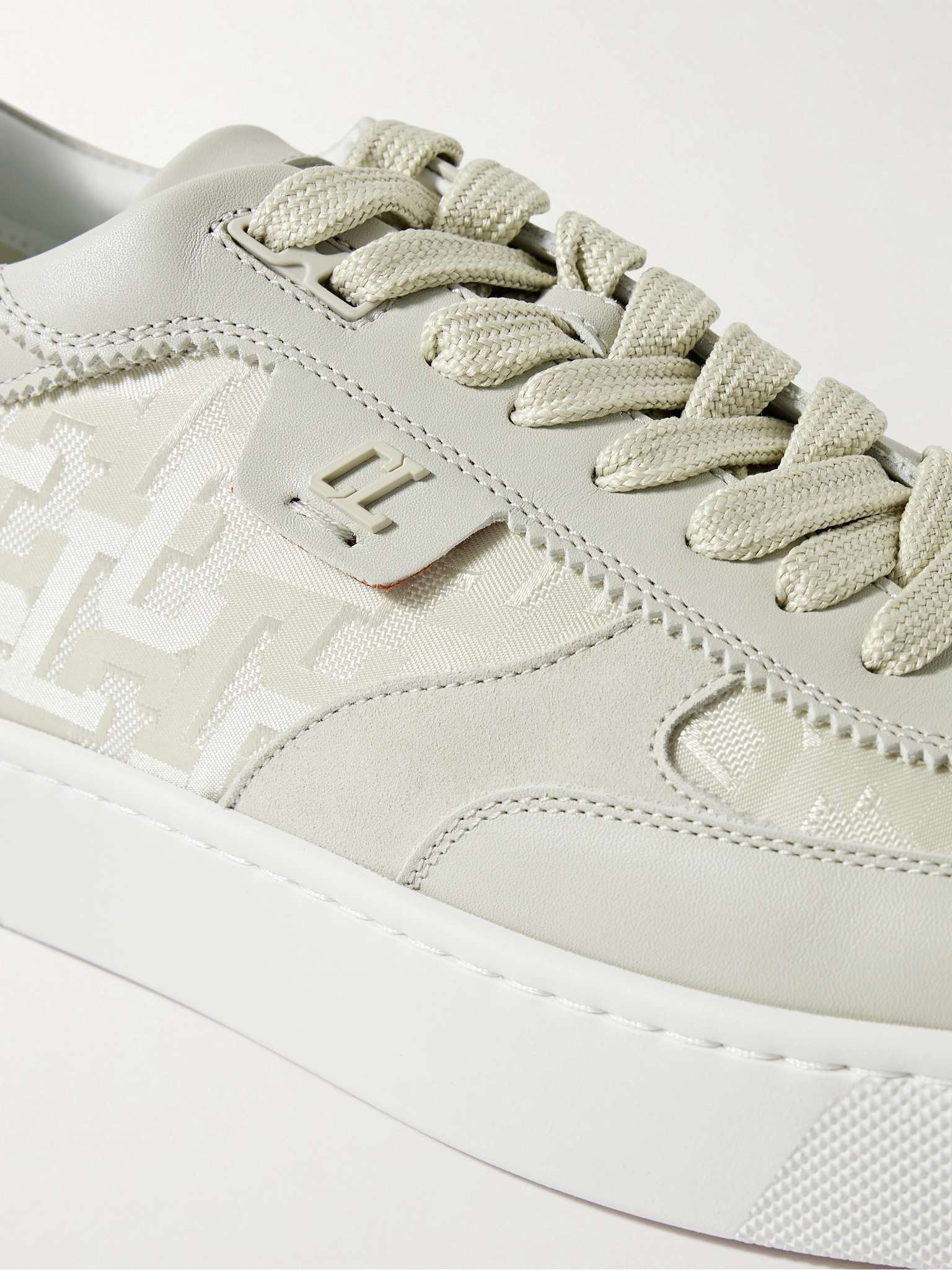 Happyrui Suede-Trimmed Leather and Canvas-Jacquard Sneakers - 6