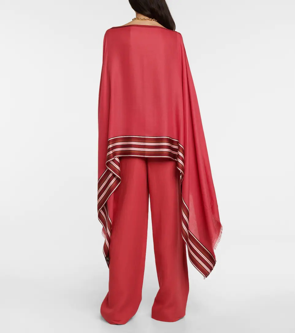 The Suitcase Stripe silk and cashmere cape - 3