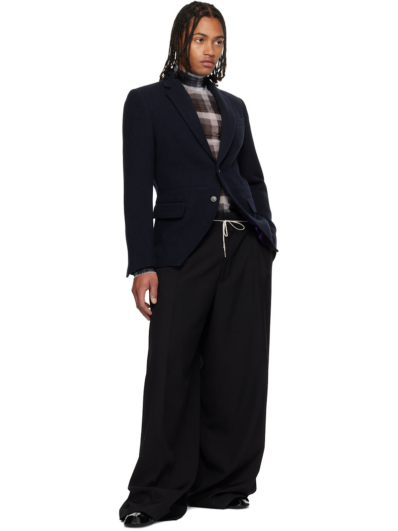Dries Van Noten Navy Cropped Suit Blazer outlook