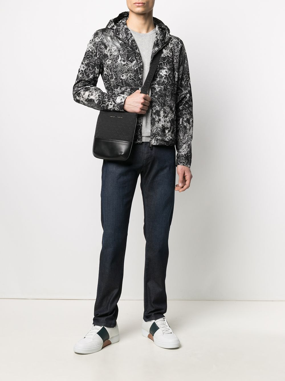 abstract-print hooded jacket - 2