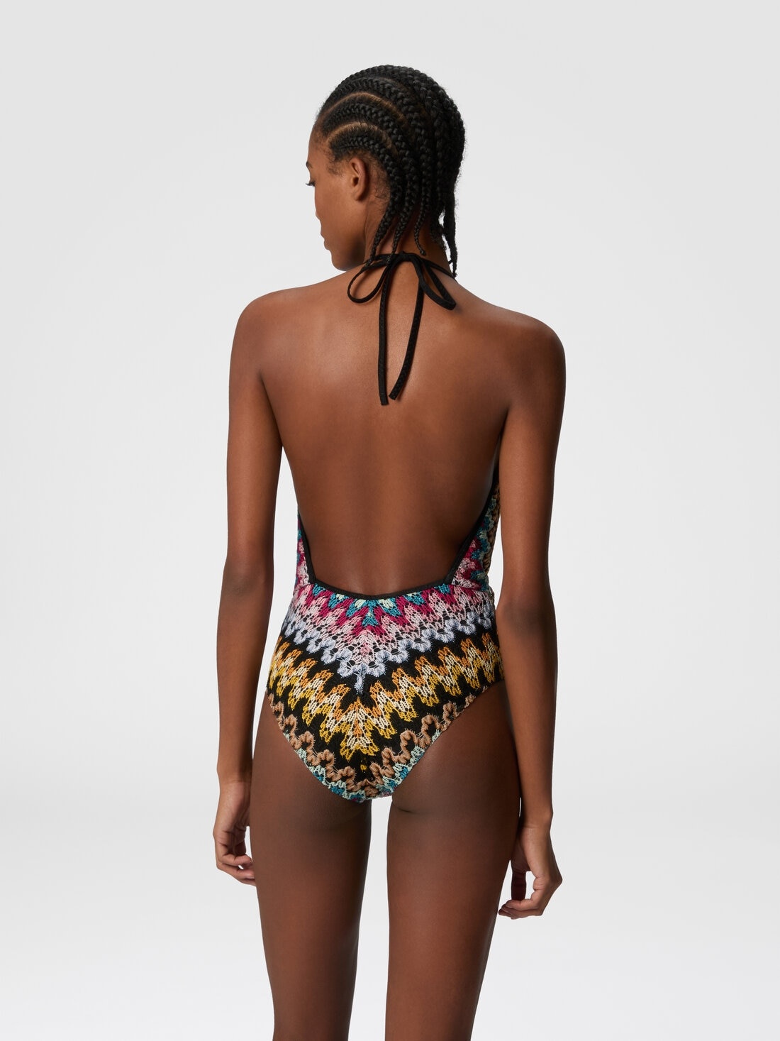 One-piece swimsuit in lamé viscose lace - 3