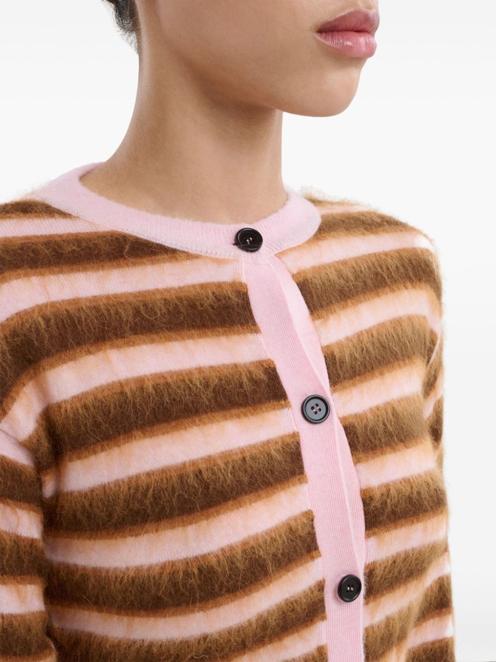 striped brushed wool cardigan - 5