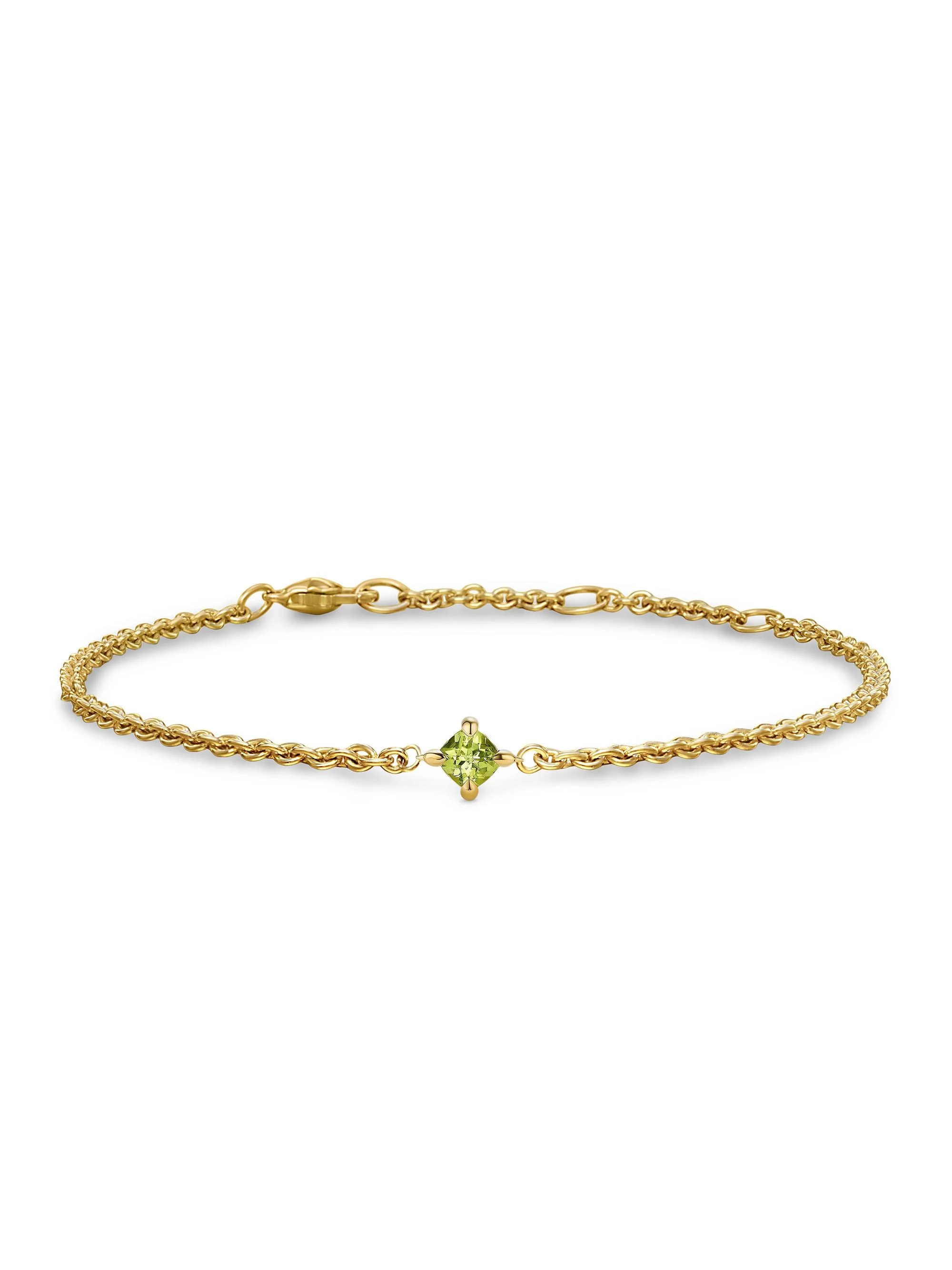 Women's Micro Chatelaine Chain Bracelet in 18K Yellow Gold - Peridot - 1