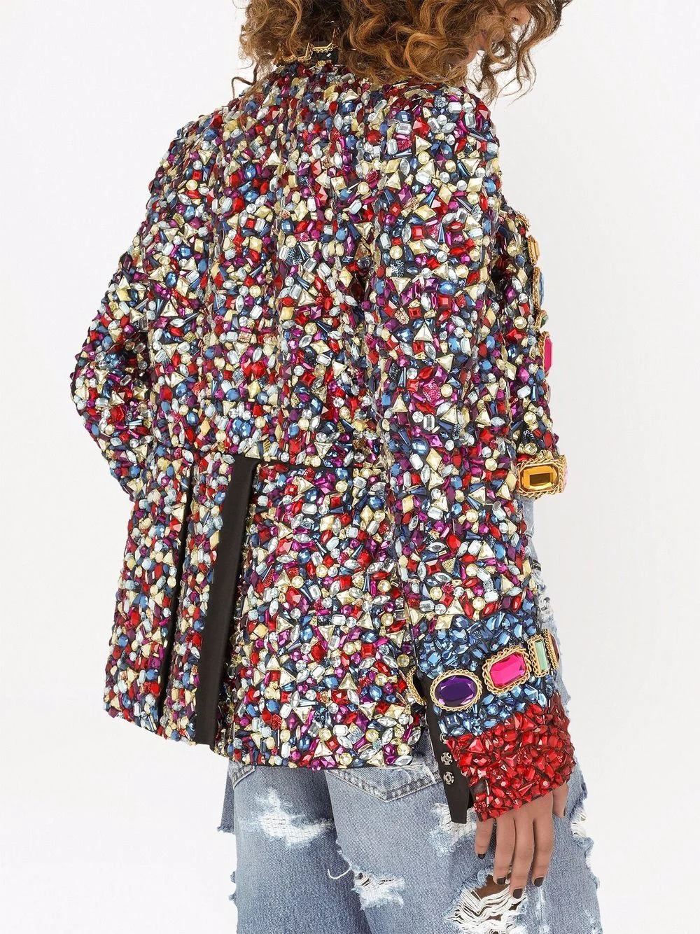 crystal-embellished high-low jacket - 5