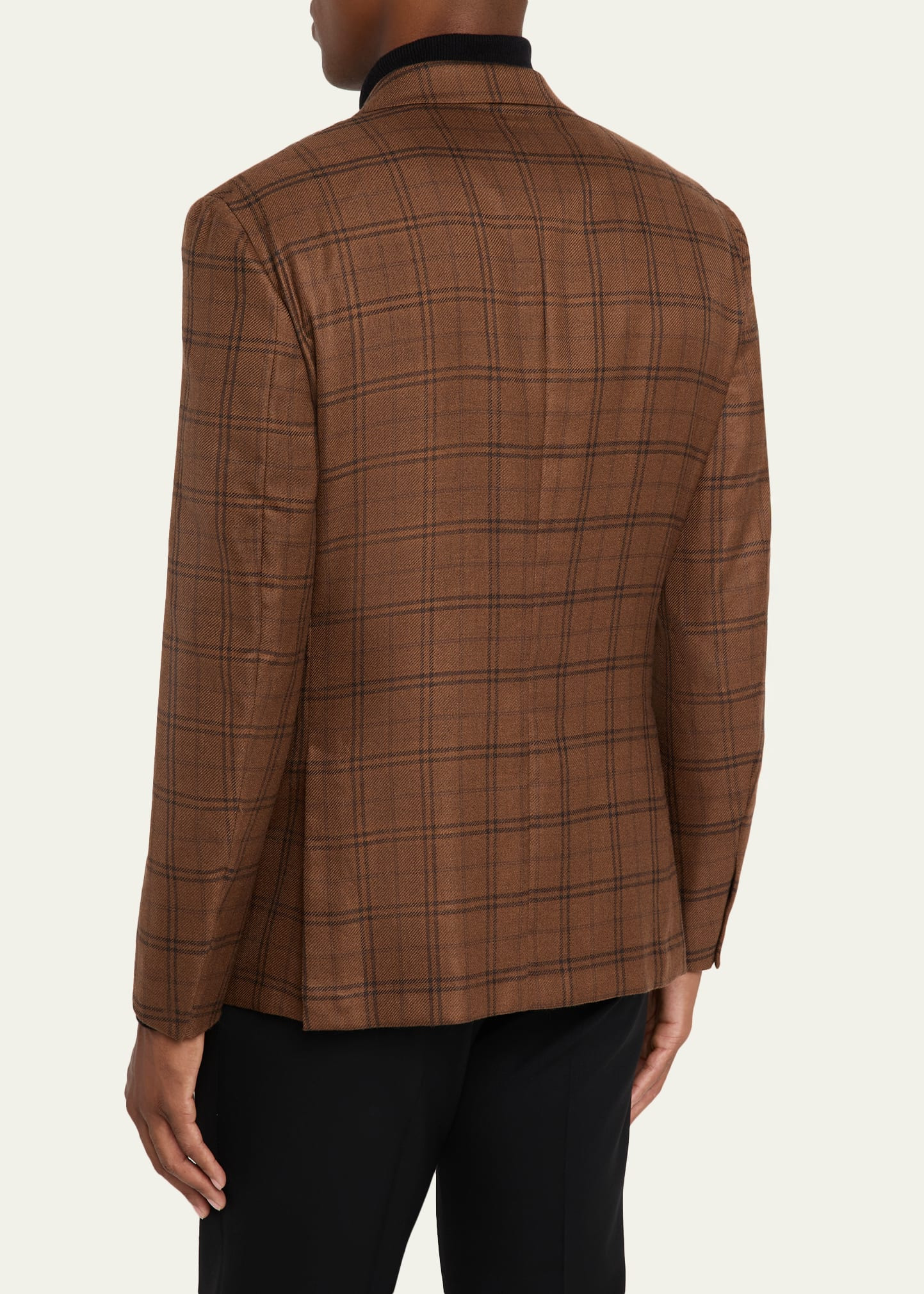 Men's Cashmere and Silk Plaid Single-Breasted Sport Coat - 3