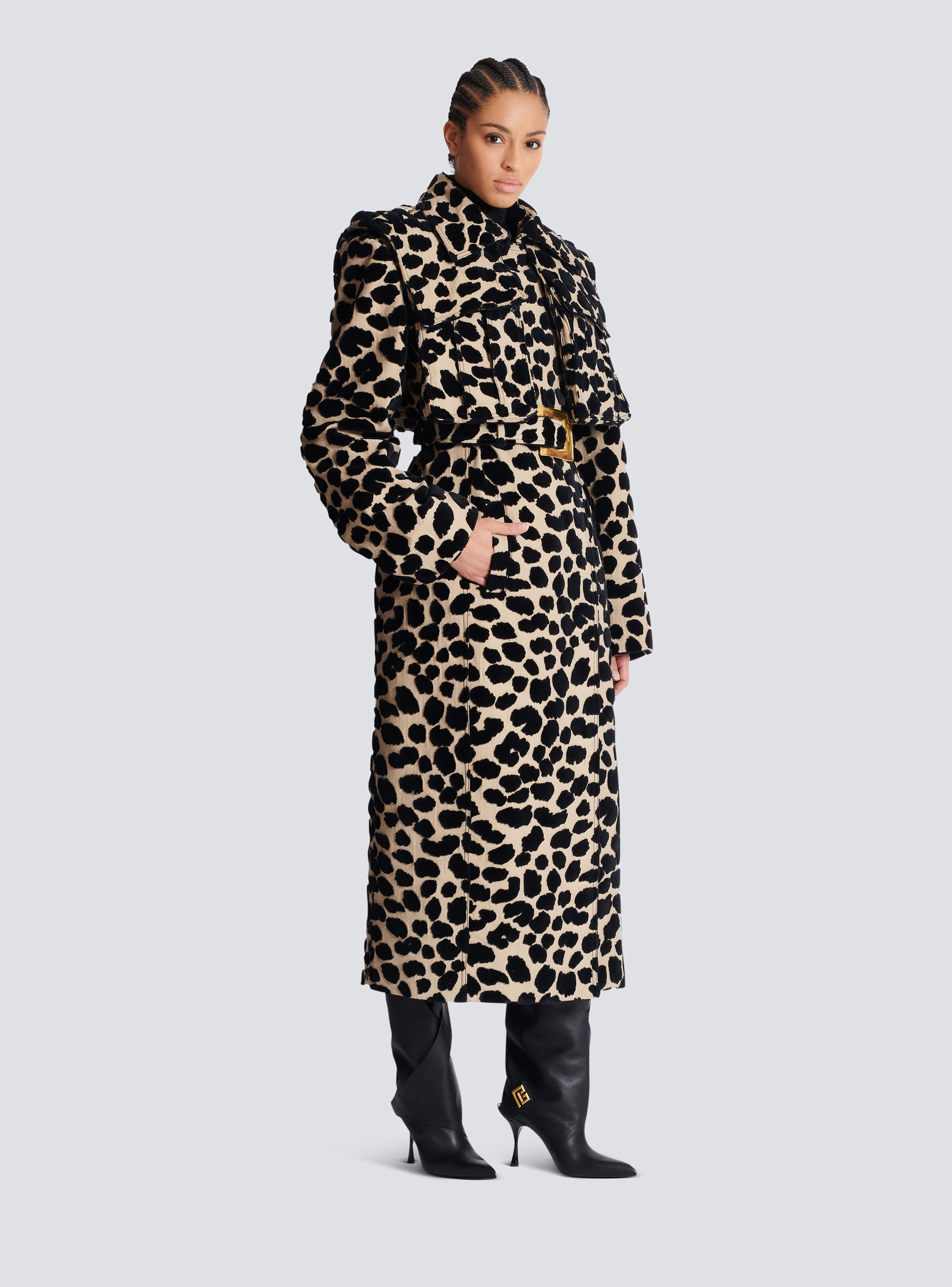 Leopard print jacquard belted trench - 3