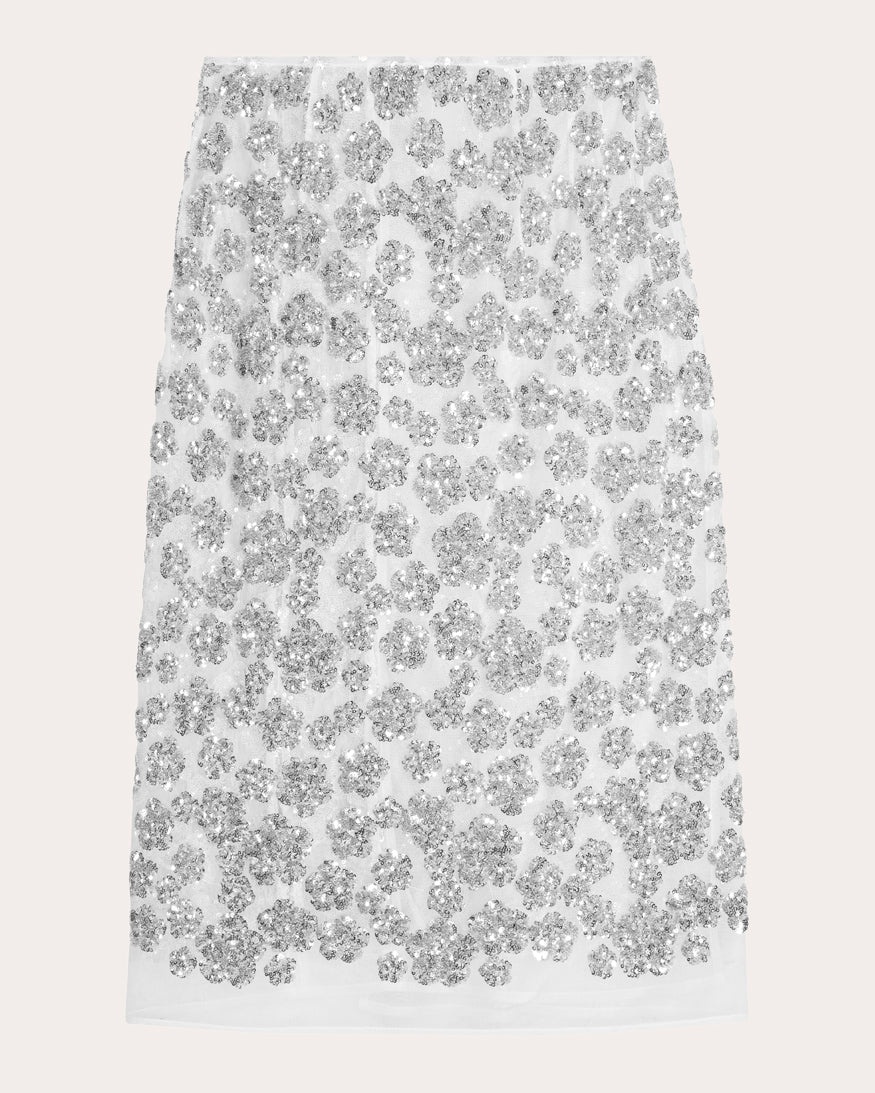 Ariana Sheer Floral Sequin Midi Wrap Skirt - 3