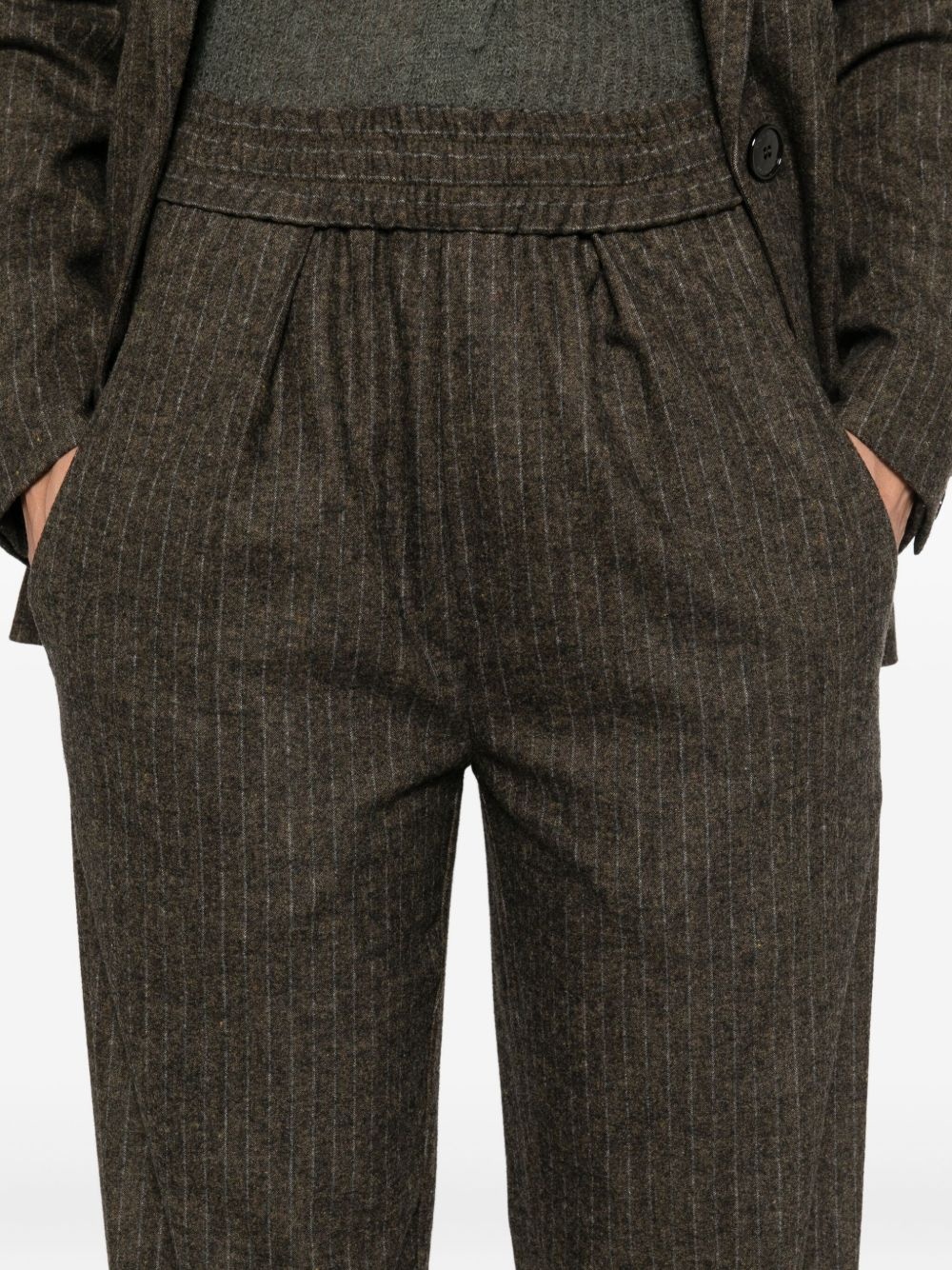 pinstripe elastic-waist tailored trousers - 5