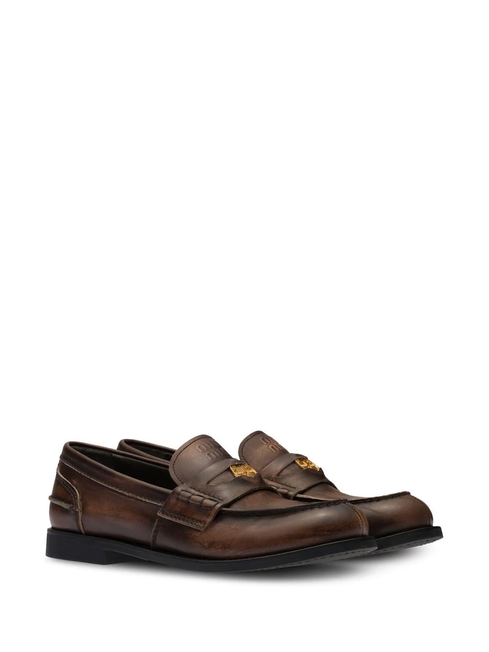 logo-embossed leather penny loafers - 2