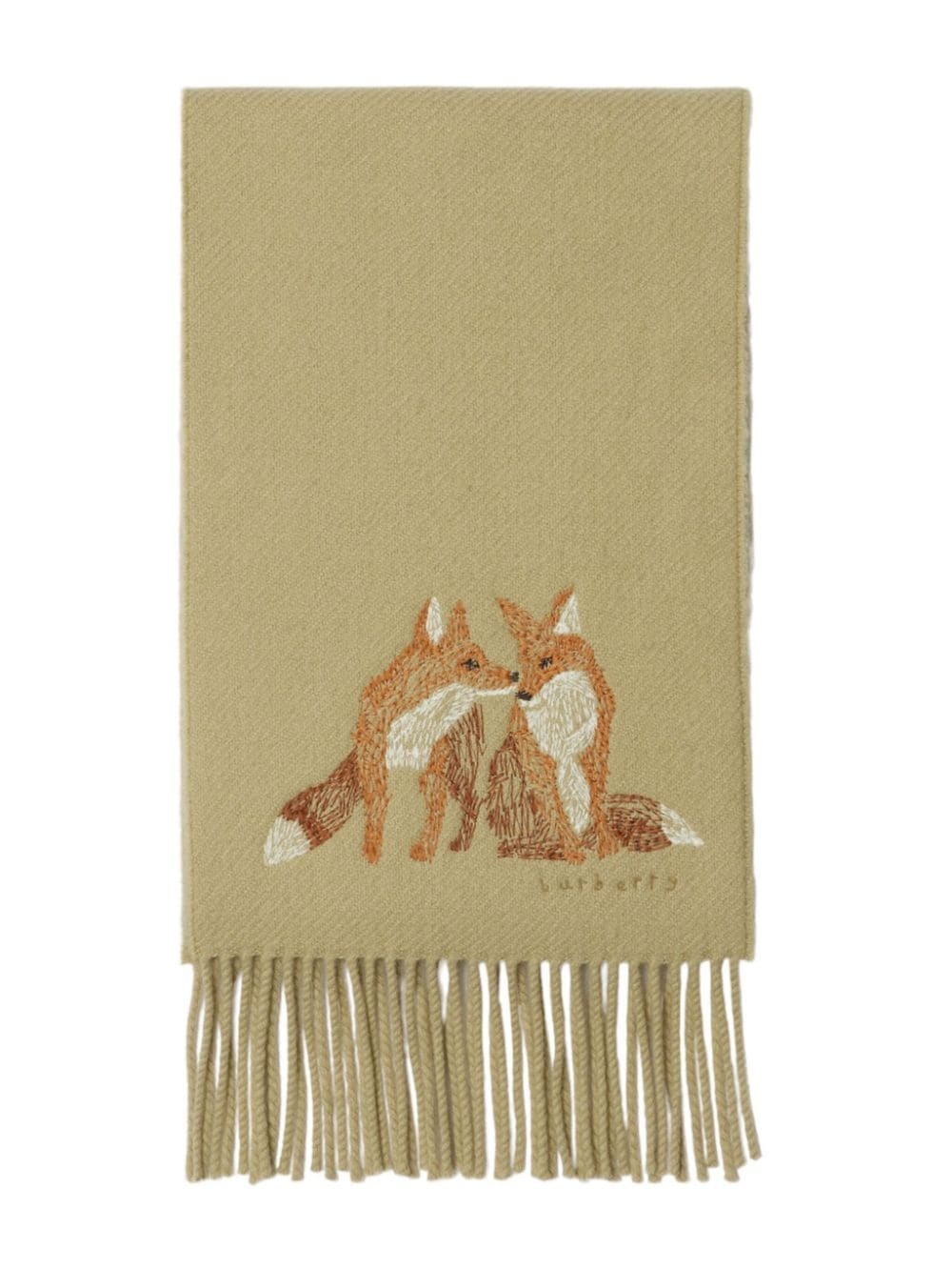 fox embroidery cashmere scarf - 2