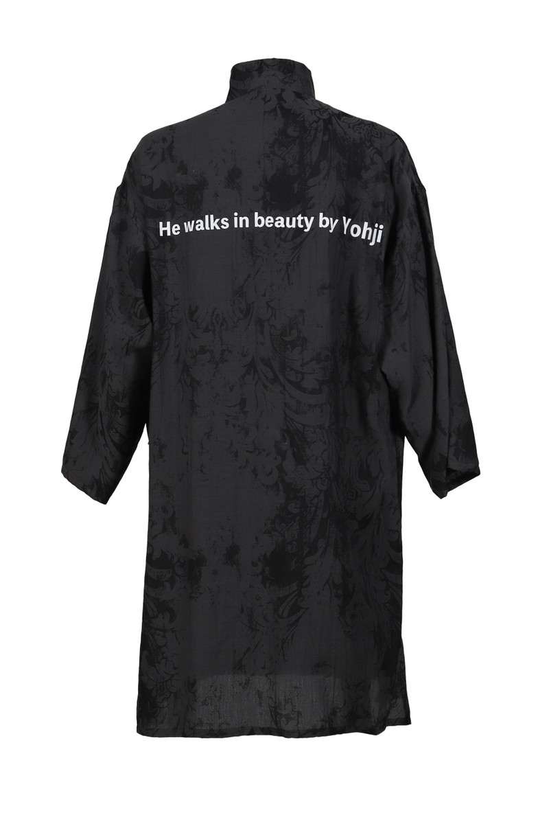 Yohji Yamamoto JACQUARD MESSAGE PRINT STAND COLLAR JACKET / BLK outlook
