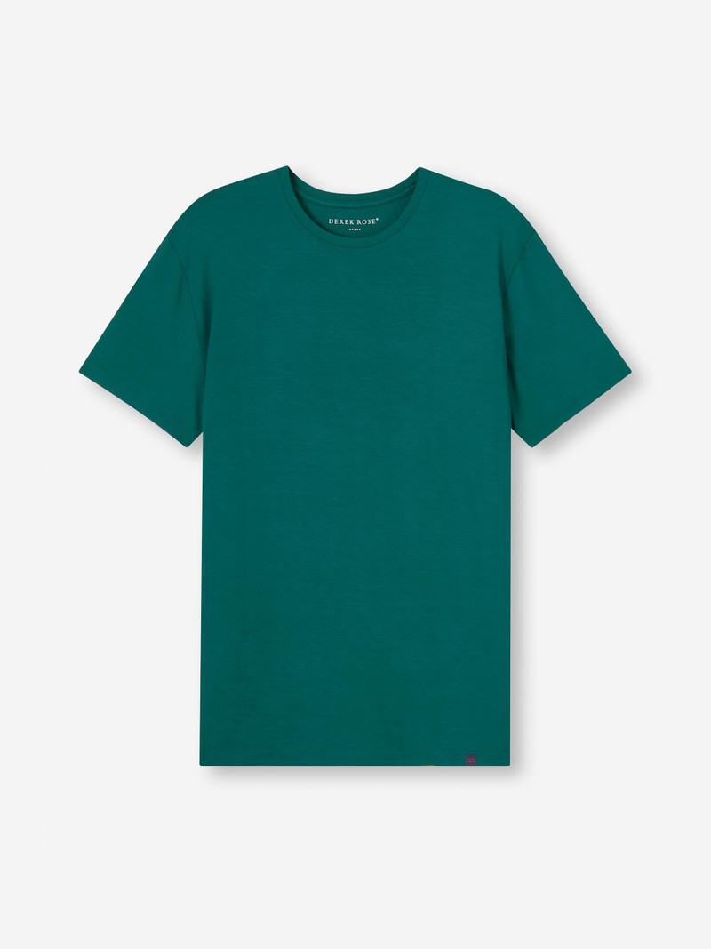 Derek Rose Men's T-Shirt Basel Micro Modal Stretch Pine Green outlook
