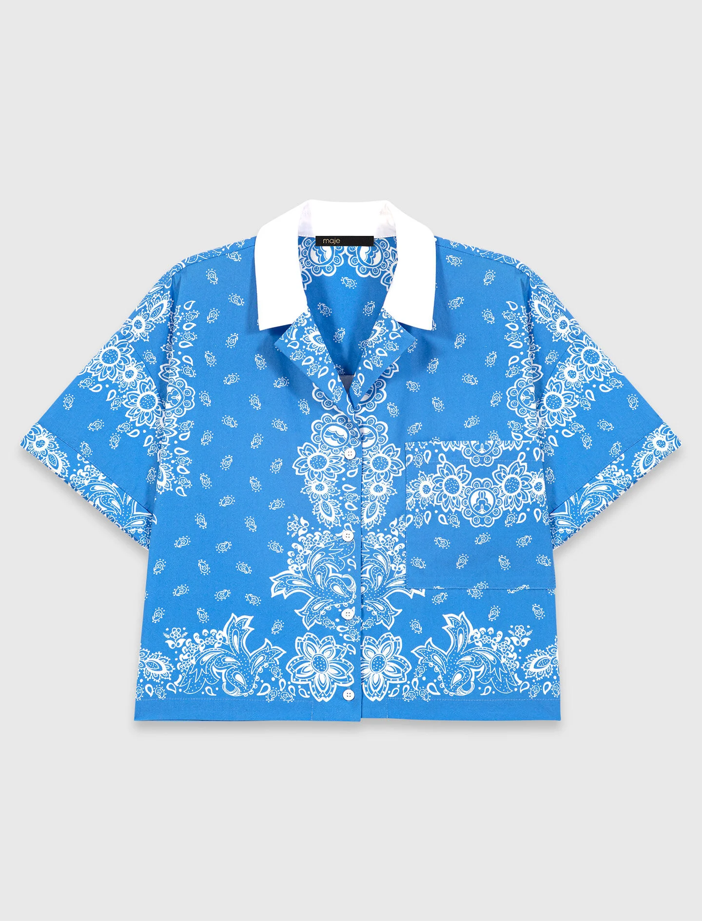Contrast collar printed shirt - 1