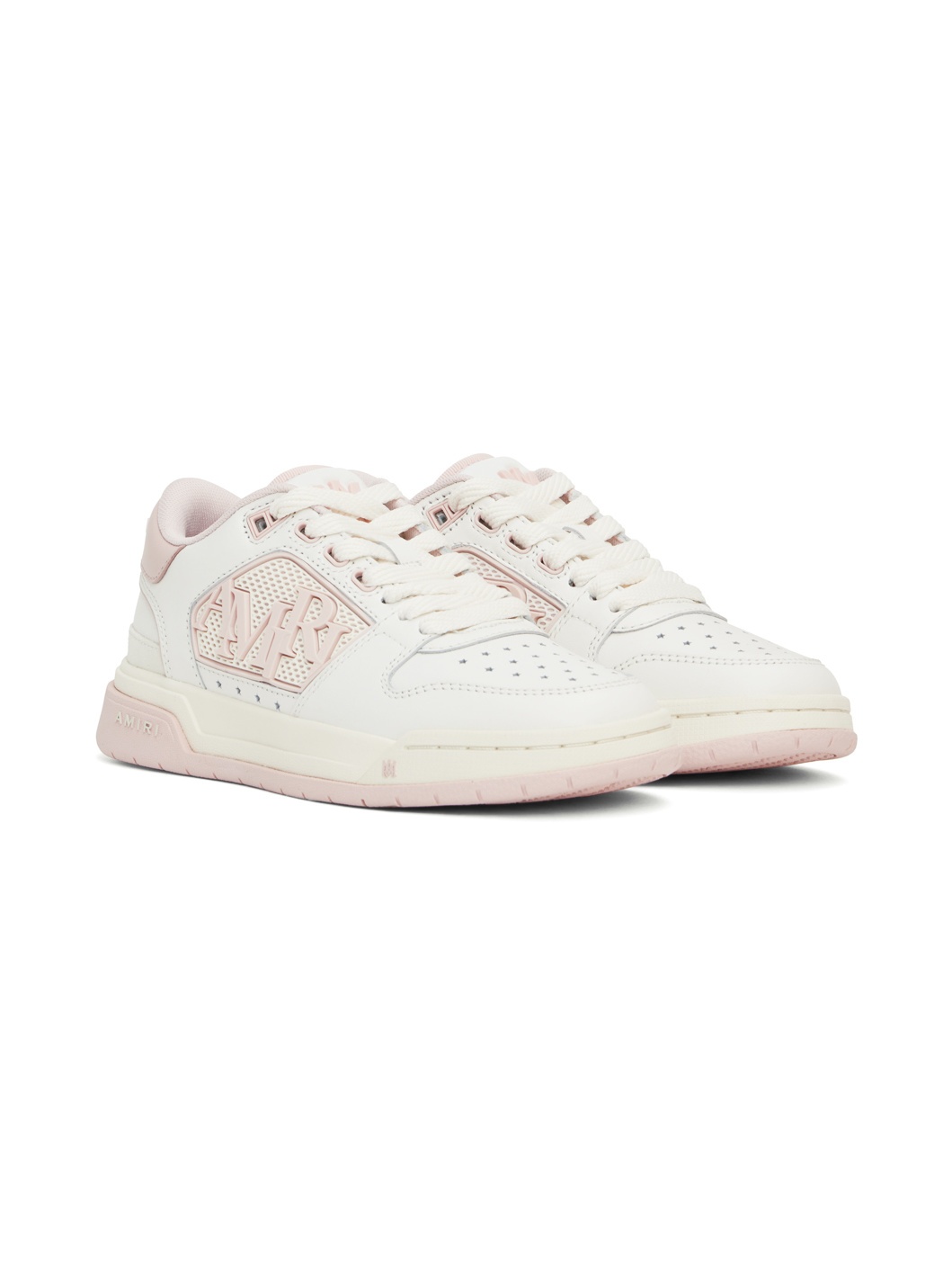 White & Pink Classic Low Sneakers - 4