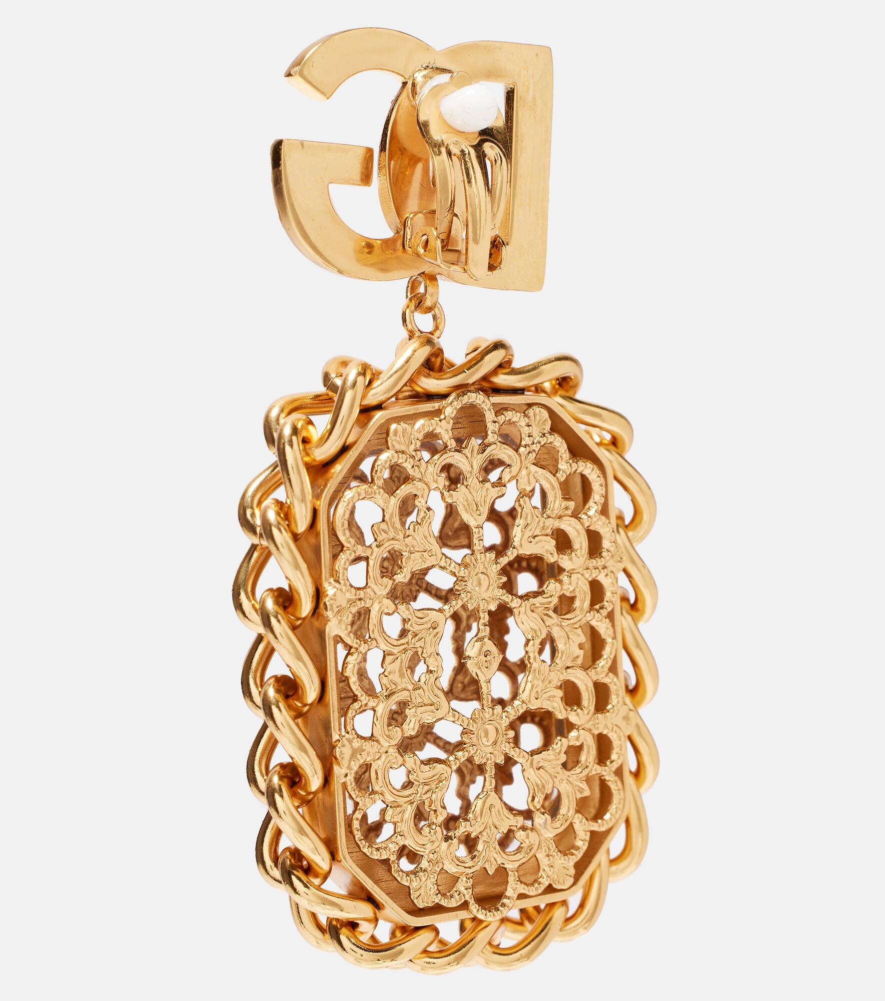 DG embellished clip-on earrings - 5